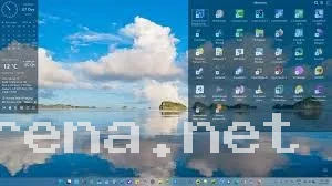 The main TidyPanel desktop workspace displaying organized shortcut boxes, transparent panels, and active wallpaper layouts.
